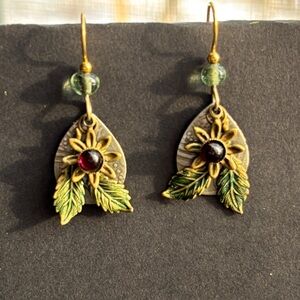Silver Forest Floral Swag Layered Metal Drop Earrings